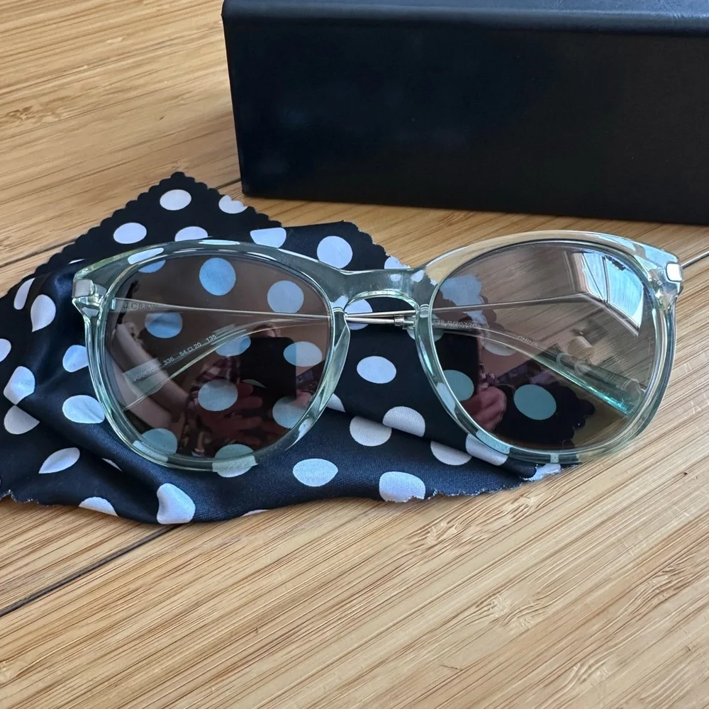 J. Crew Translucent Light Blue Sunglasses with Black Case - Picture 2 of 2